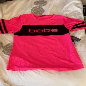 NWT Bebe pink mesh sports shirt